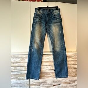 VIP Blue Straight-Leg Distressed Jeans – Size 26 💙🔥